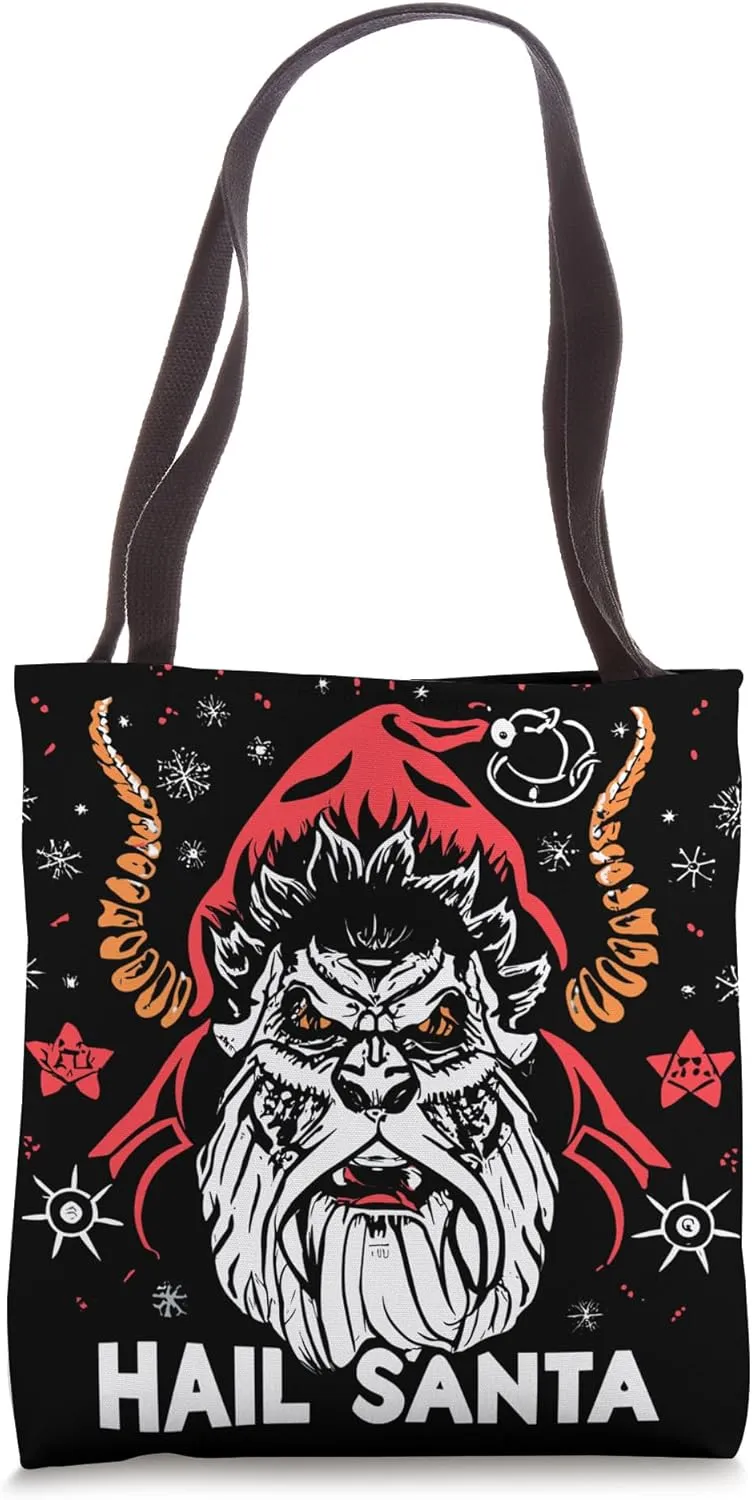 Hail Santa Krampus Gothic Christmas Tote Bag
