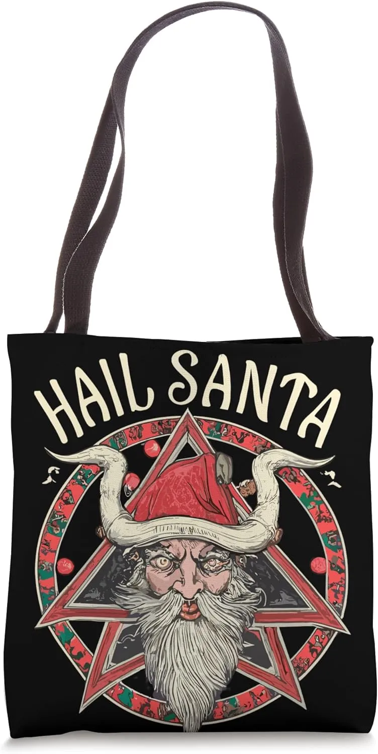 Hail Santa Krampus Gothic Christmas Tote Bag