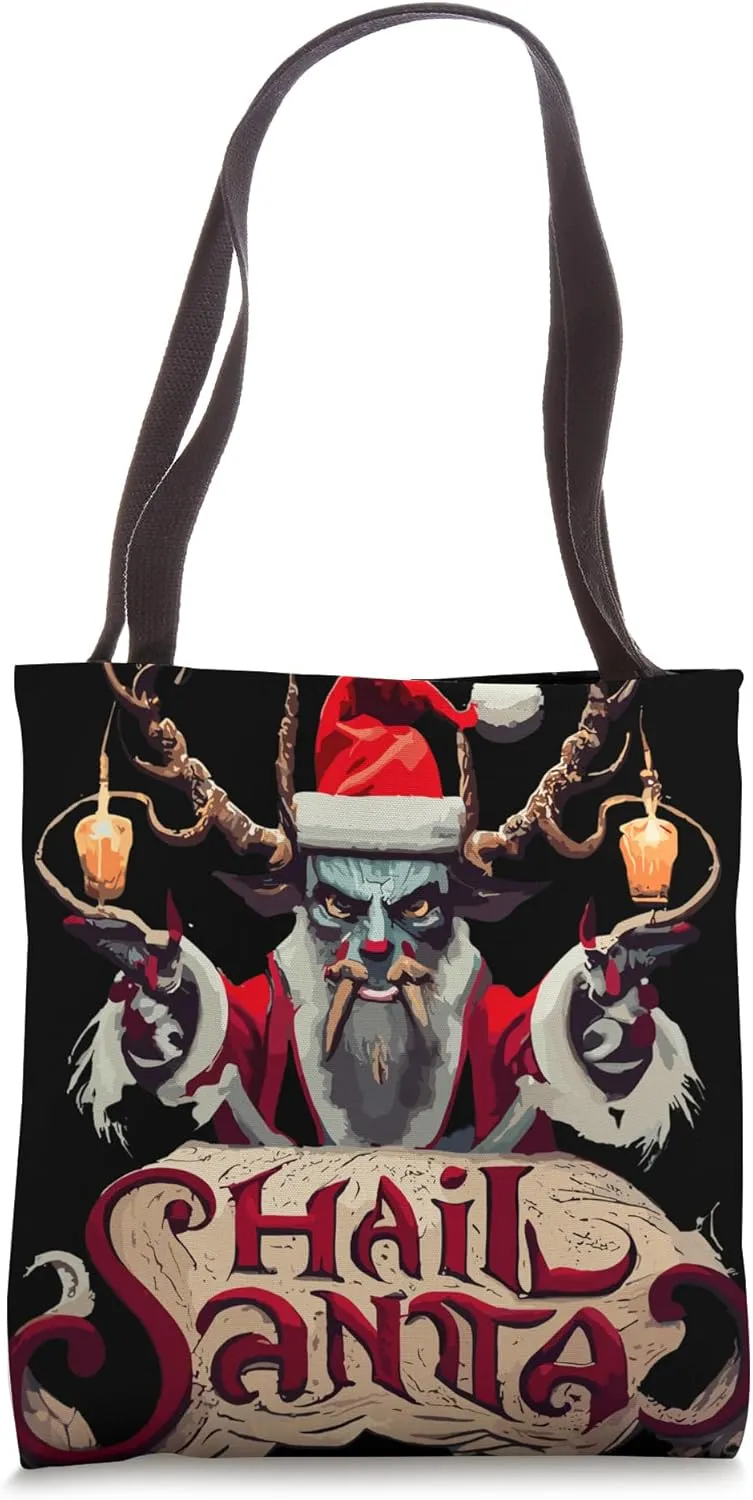 Hail Santa Ugly Christmas Krampus Tote Bag