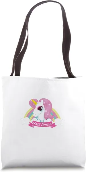 Hail Satan Rainbows and Unicorn Tote Bag