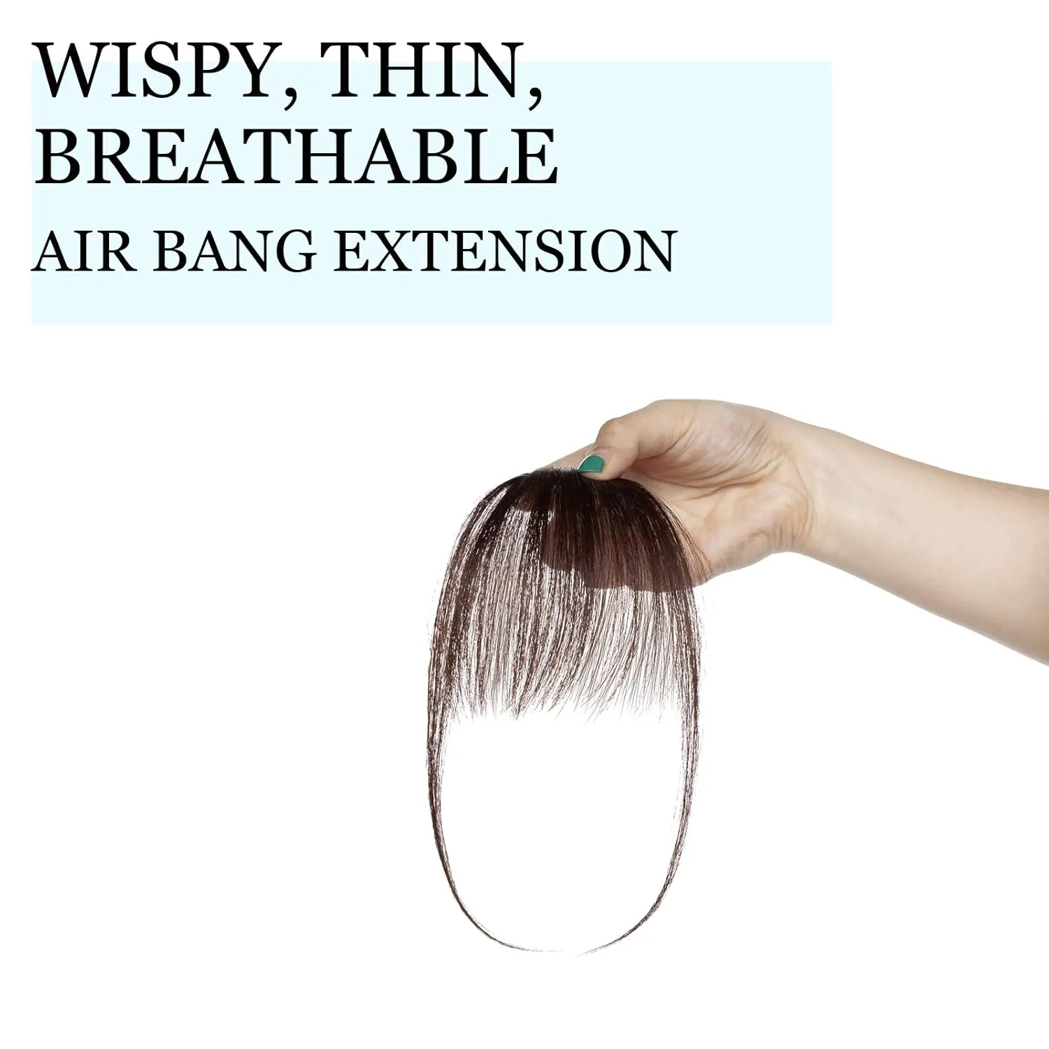 Hairro Clip in Bangs Real Hair Air Bangs Hair Piece 100% Human Hair Two Side Bangs With Temples Thin One Piece Hair Air Fringe Blonde Clip On Hair Bangs Hair Extensions for Women Girls #02 Dark Brown