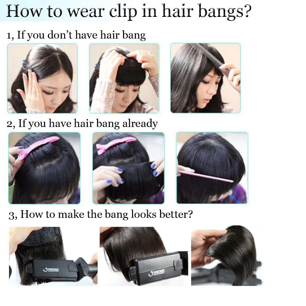 Hairro Clip in Bangs Real Hair Air Bangs Hair Piece 100% Human Hair Two Side Bangs With Temples Thin One Piece Hair Air Fringe Blonde Clip On Hair Bangs Hair Extensions for Women Girls #02 Dark Brown