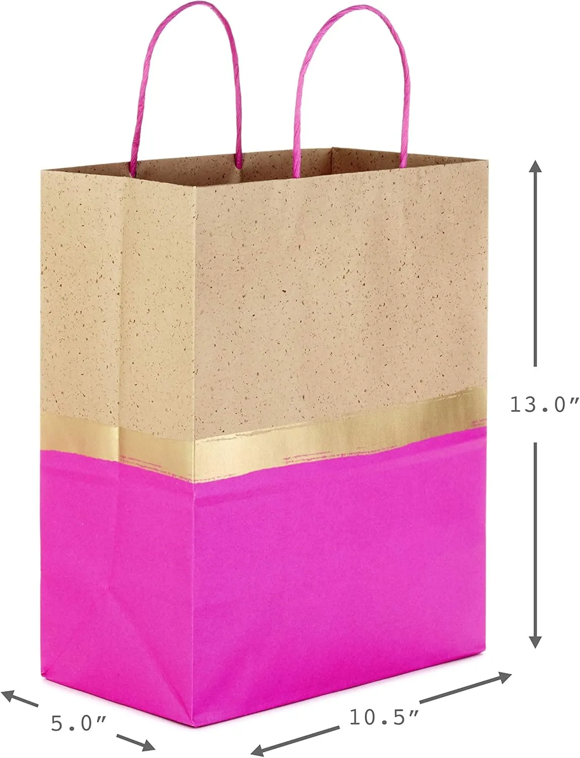 Hallmark 13" Large Paper Gift Bags, 6-Pack (Pink & Kraft) for Christmas, Birthdays, Mother's Day, Weddings, Baby Showers, Bridal Showers, Any Occasion