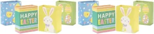 Hallmark 9" Medium Easter Gift Bag Bundle (4 Bags: Happy Easter, Stripes, Eggs, Bunny) for Kids, Grandchildren, Nieces, Nephews (Pack of 2)