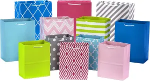 Hallmark Pastel Gift Bags in Assorted Sizes (Pack of 12-5 Medium 8", 4 Large 11", 3 Extra Large 14") for Baby Showers, Bridal Showers, Birthdays, Easter