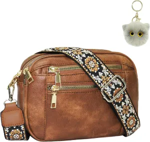 Handmade Colorful Straps Crossbody Leather Bags & Purse with Adjustable Shoulder Strap