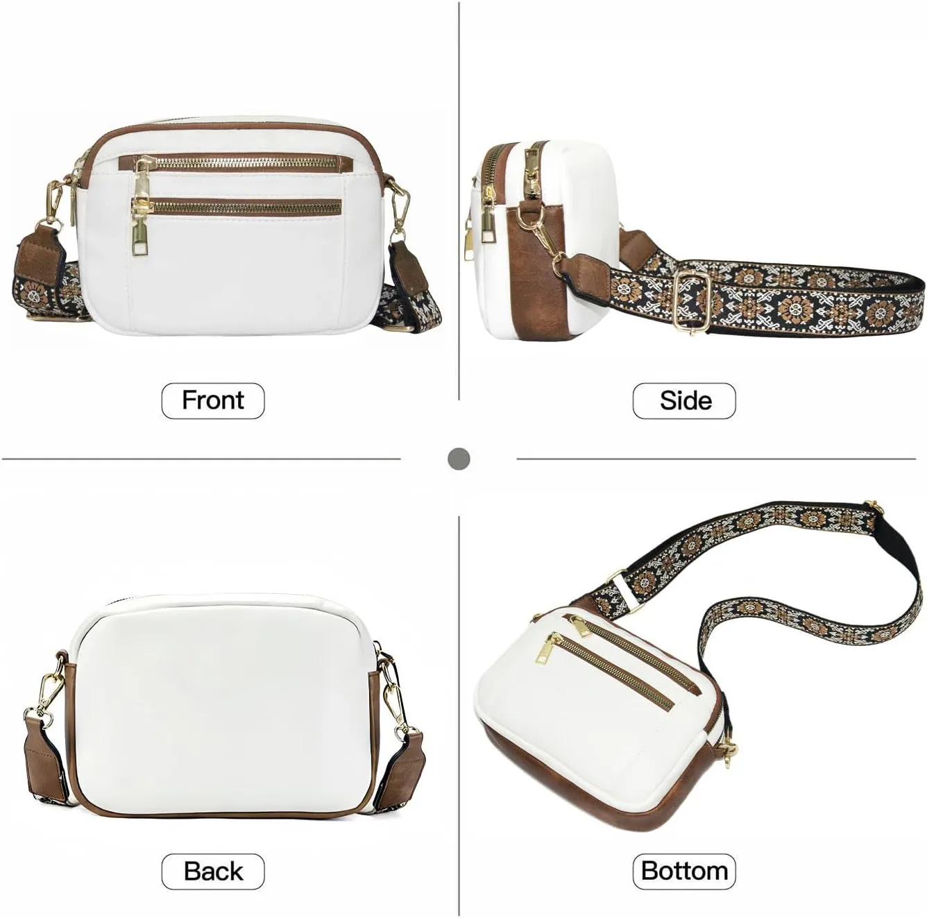Handmade Colorful Straps Crossbody Leather Bags & Purse with Adjustable Shoulder Strap