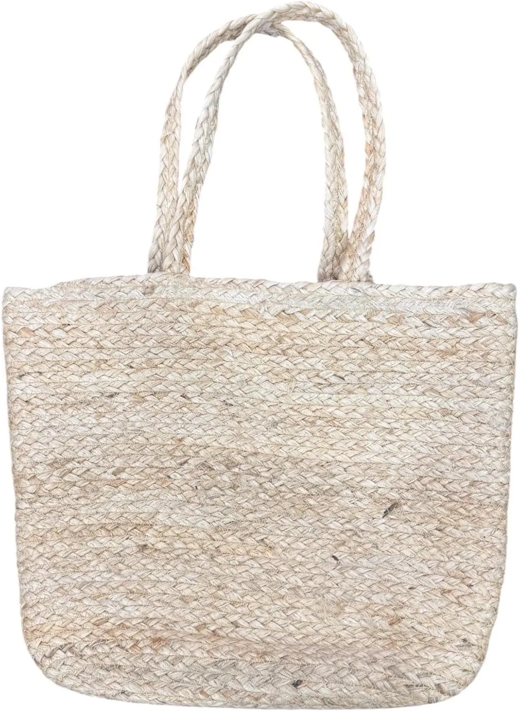 Handmade Natural Woven Jute Tote Bag, Braided Handles, Beach and Shopping Carryall