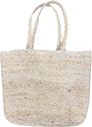 Handmade Natural Woven Jute Tote Bag, Braided Handles, Beach and Shopping Carryall