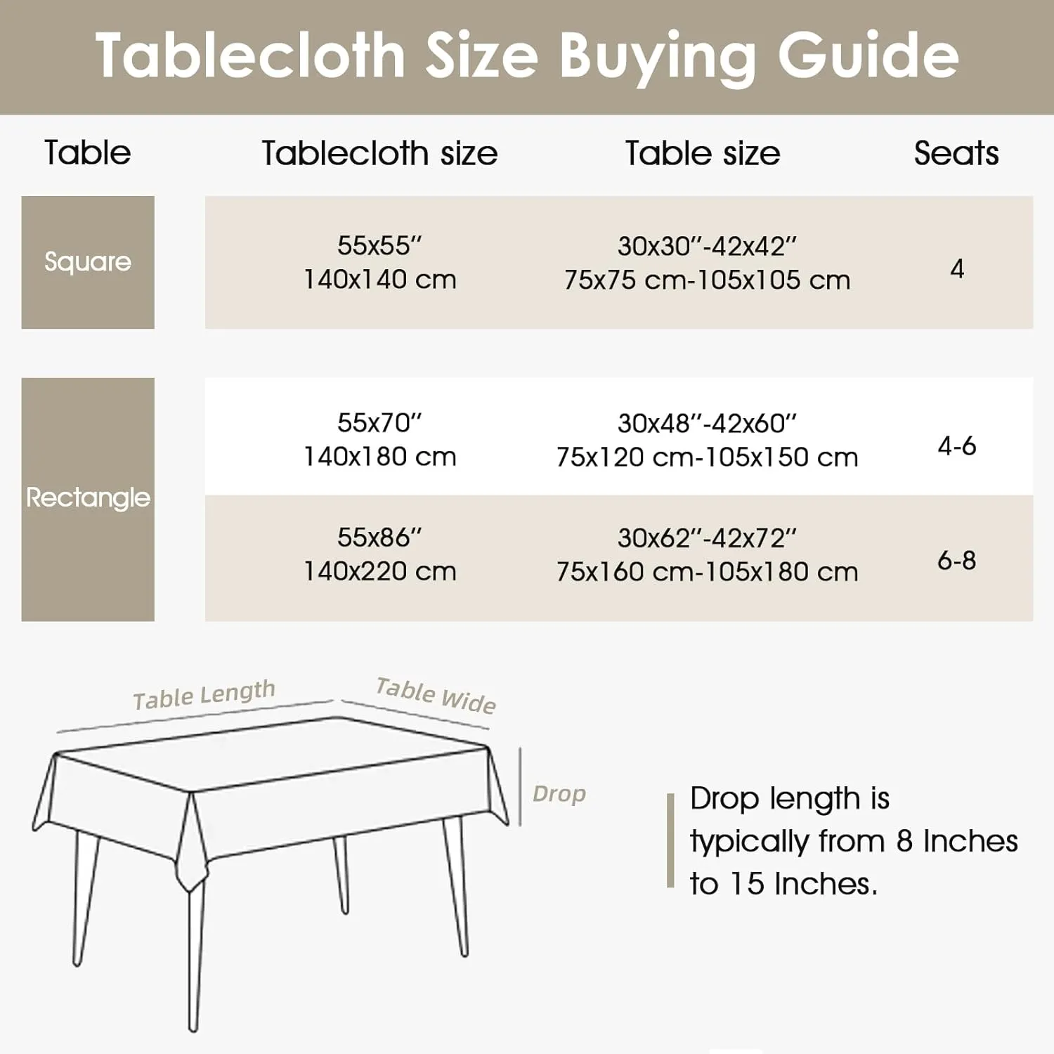 HANNE Faux Linen Rectangle Tablecloth Soft Burlap Linen Tablecloth for Rectangle Tables Wrinkle Free and Waterproof Table Cloth Rustic with Tassels for Outdoor,Kitchen, Banquets,Grey 55X70