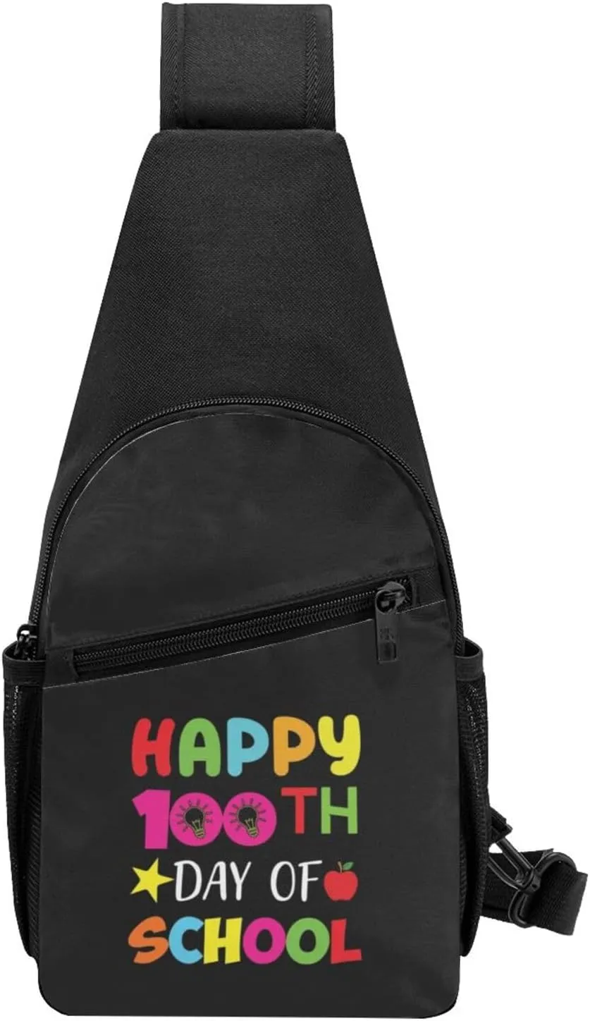 Happy 100th Day of School Chest Pack Leisure Shoulder Crossbody Chest Bag