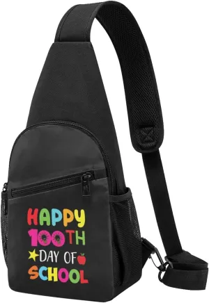 Happy 100th Day of School Chest Pack Leisure Shoulder Crossbody Chest Bag