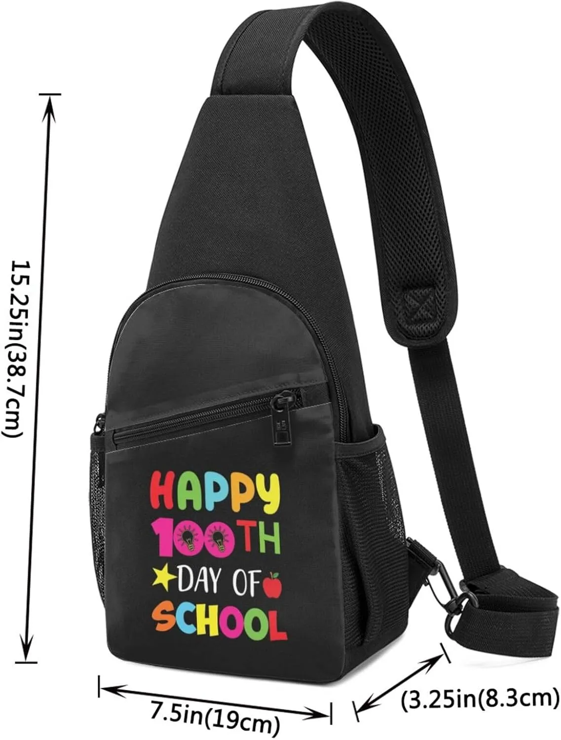 Happy 100th Day of School Chest Pack Leisure Shoulder Crossbody Chest Bag