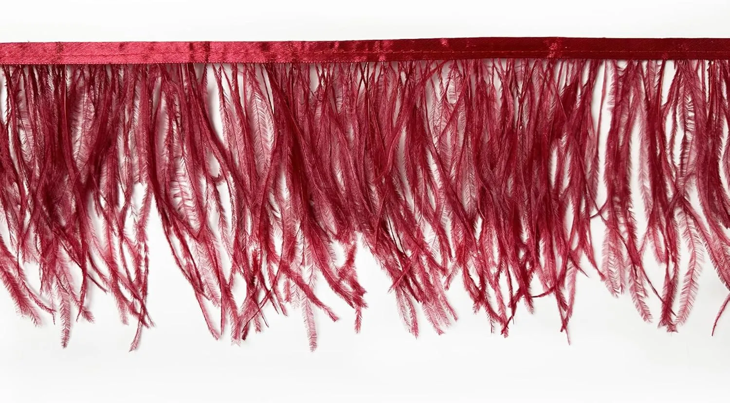 Happy feather 2 Yards 5-6inch Red Ostrich Feathers Trim Fringe for DIY Dress Sewing Crafts Costumes Decoration-Wine red