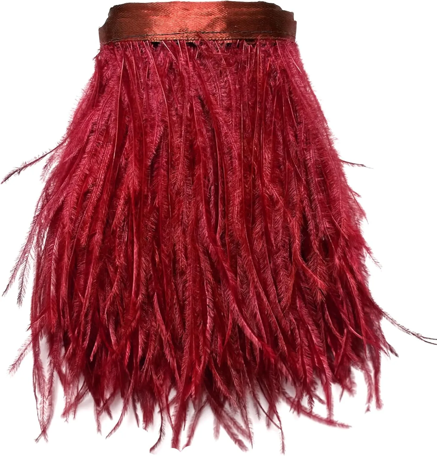 Happy feather 2 Yards 5-6inch Red Ostrich Feathers Trim Fringe for DIY Dress Sewing Crafts Costumes Decoration-Wine red