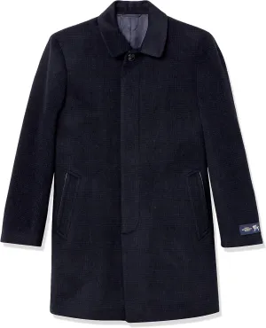 Hart Schaffner Marx Men's Ruskin Dress Wool Topcoat, Navy Plaid, 42R