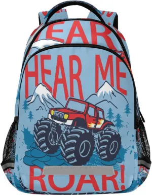 Hear Me Monster Truck Backpack Laptop Backpacks Book Bags Water Resistant Daypack Durable College Shoulder Bag Sports Travel Day Pack