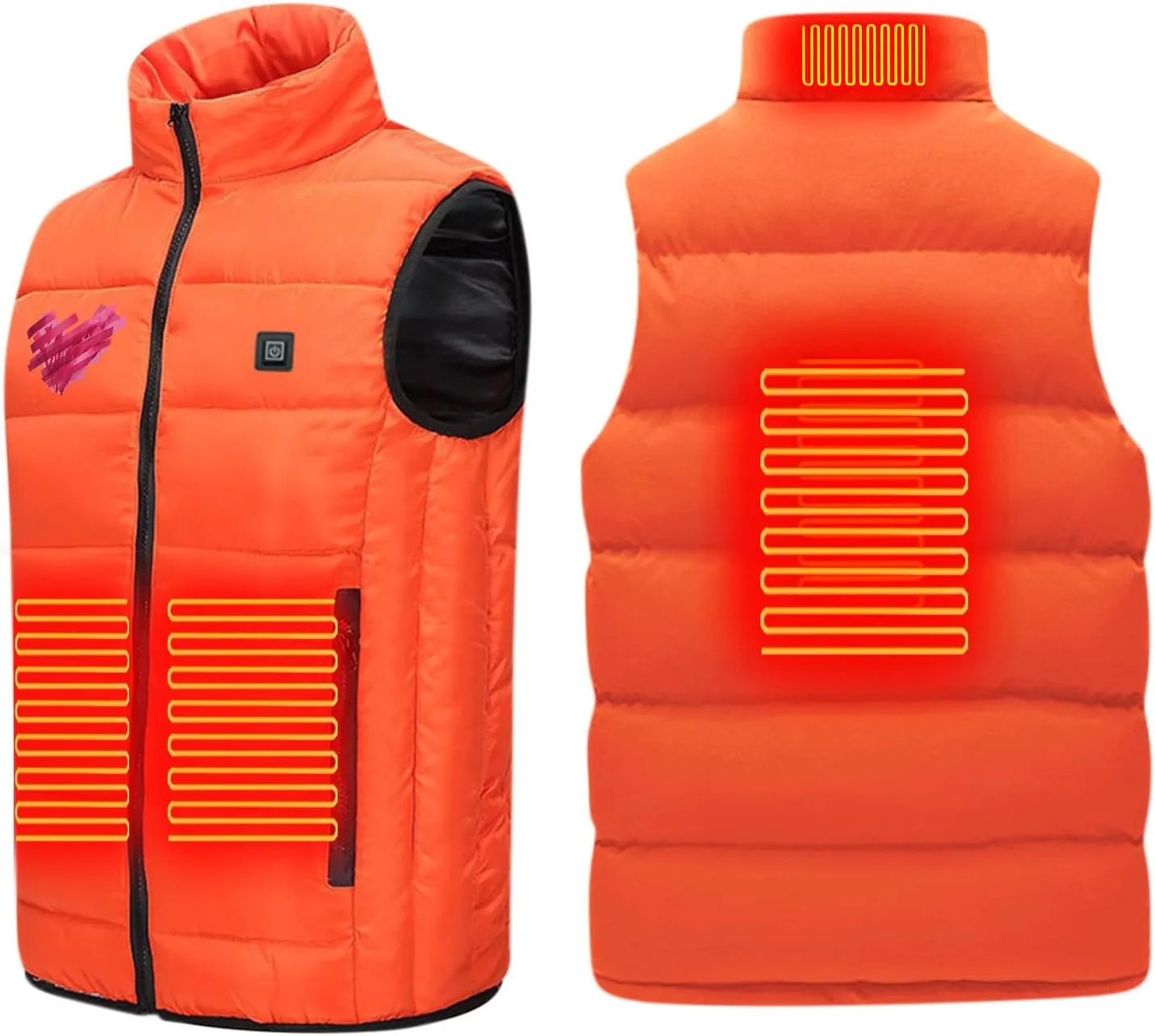 Heated Vest for Men Women with Hooded USB Charging Temperature 4 Heated Zone Winter Heated Coat
