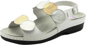 HELLE FASHION * COMFORT WOMEN'S TULA WHITE COMBO 2 HOOK AND LOOP SLINGBACK