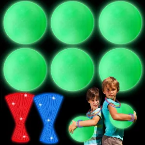 Hiboom 110 Pcs 10 Inch Glow in The Dark Kickballs Dodgeballs Set Includes 6 Pcs Playground Ball with Pump 100 Glow Sticks Storage Bag for Playground School Backyard Game Outdoor Indoor Games
