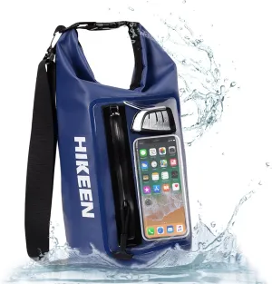 Hikeen IP68 Dry Bag Backpack Waterproof - Waterproof Zip Touch Screen Phone Case Keeps Gear Dry, Lightweight Roll Top Dry Bags Waterproof for Kayaking Boating Camping Beach Rafting with 3 D-Rings