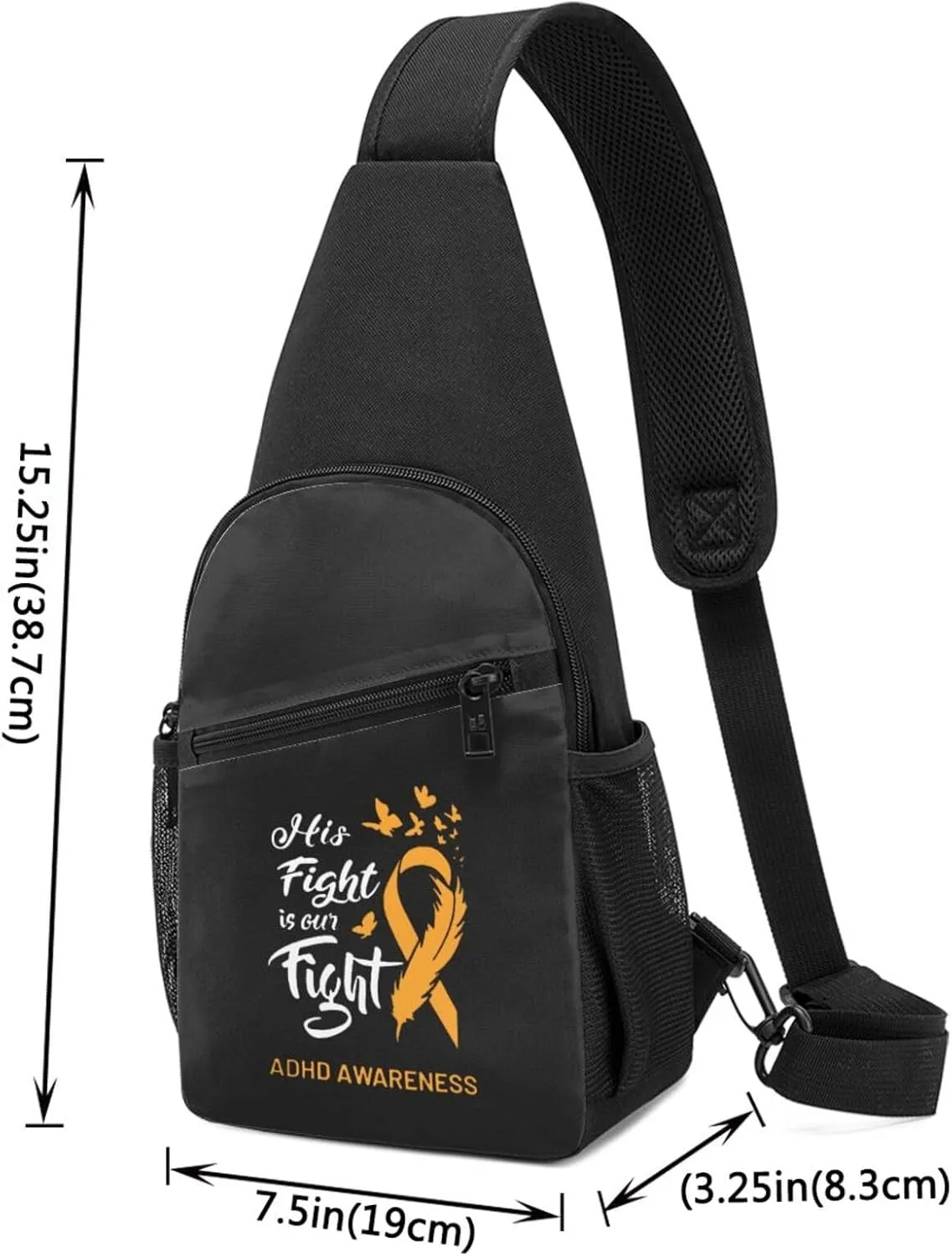 His Fight is Our Fight Adhd Awareness Chest Pack Leisure Shoulder Crossbody Chest Bag