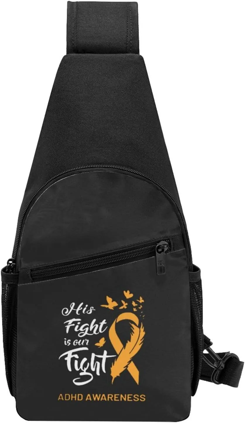 His Fight is Our Fight Adhd Awareness Chest Pack Leisure Shoulder Crossbody Chest Bag