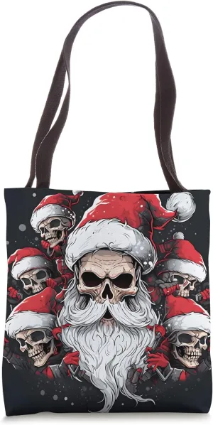 Holiday Rebellion: Edgy Christmas Skull Graphic Design Tote Bag