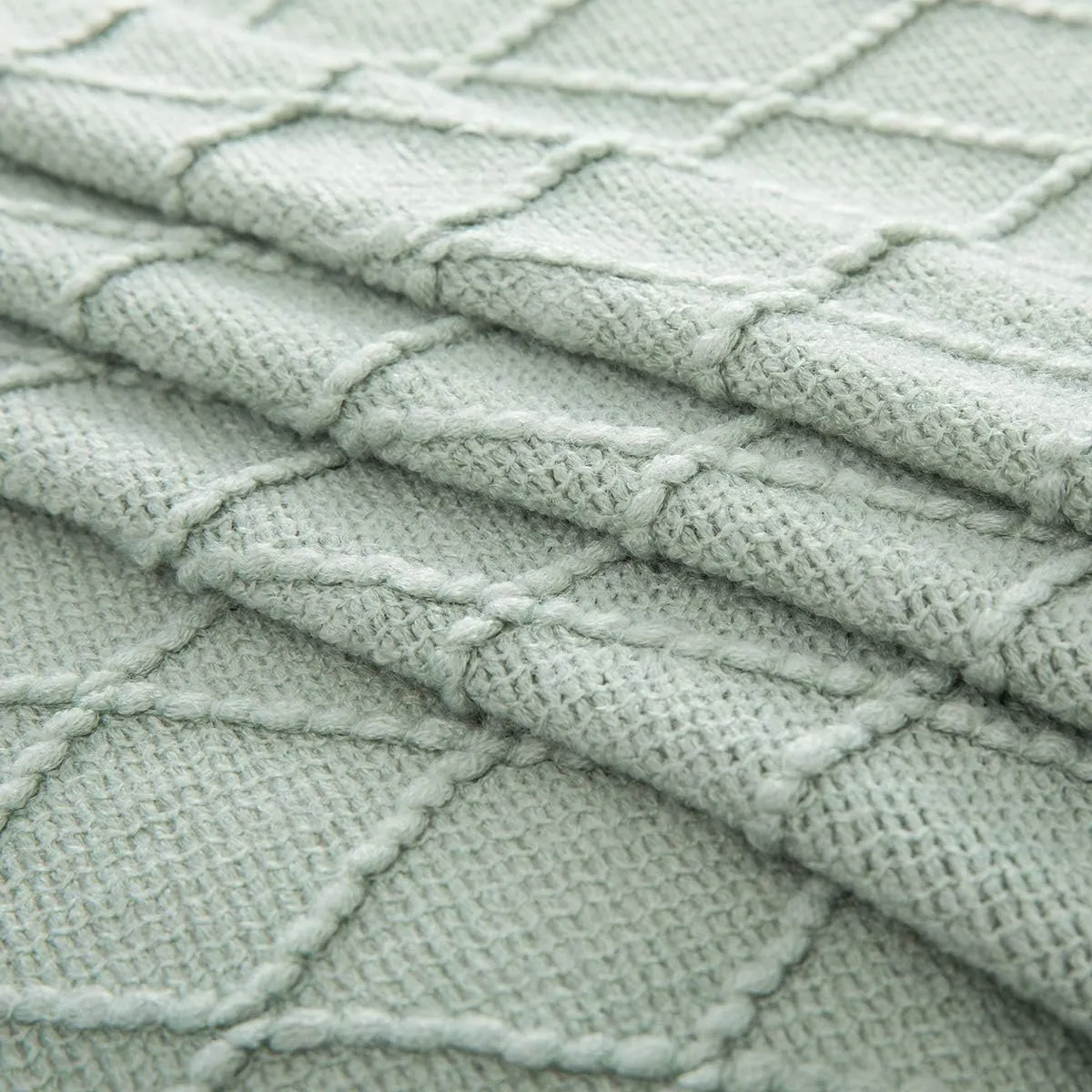 Homiest Decorative Knitted Throw Blanket with Fringe Soft & Cozy Tassel Blanket for Couch Sofa Bed (50" x 60", Aqua)