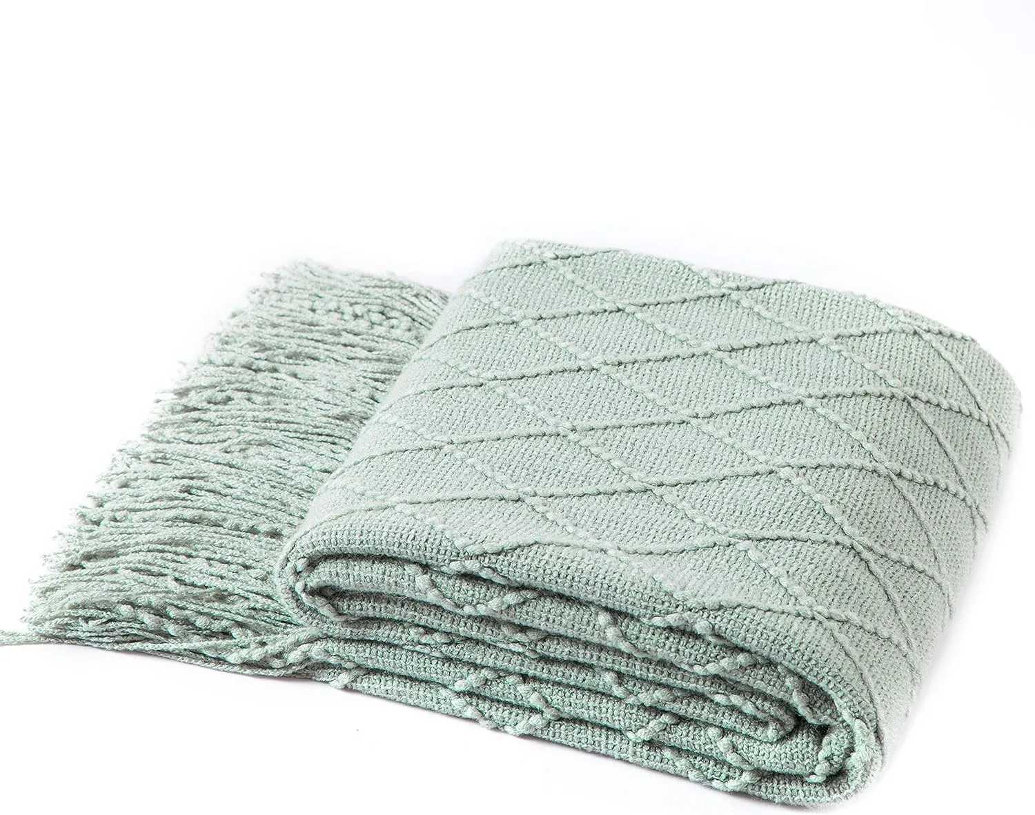 Homiest Decorative Knitted Throw Blanket with Fringe Soft & Cozy Tassel Blanket for Couch Sofa Bed (50" x 60", Aqua)