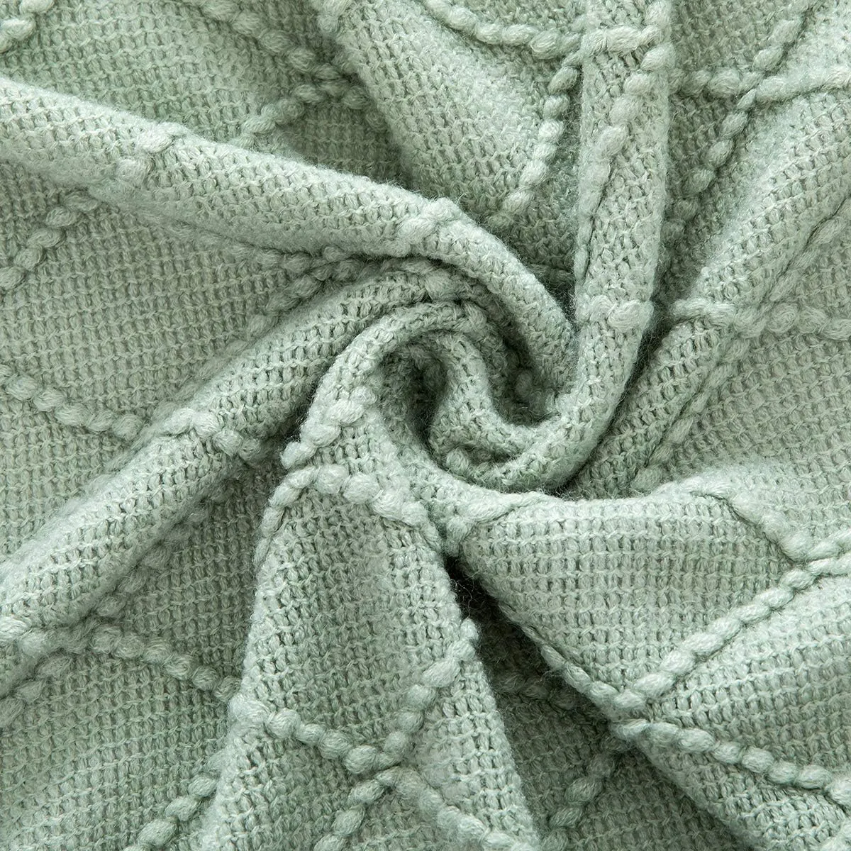 Homiest Decorative Knitted Throw Blanket with Fringe Soft & Cozy Tassel Blanket for Couch Sofa Bed (50" x 60", Aqua)