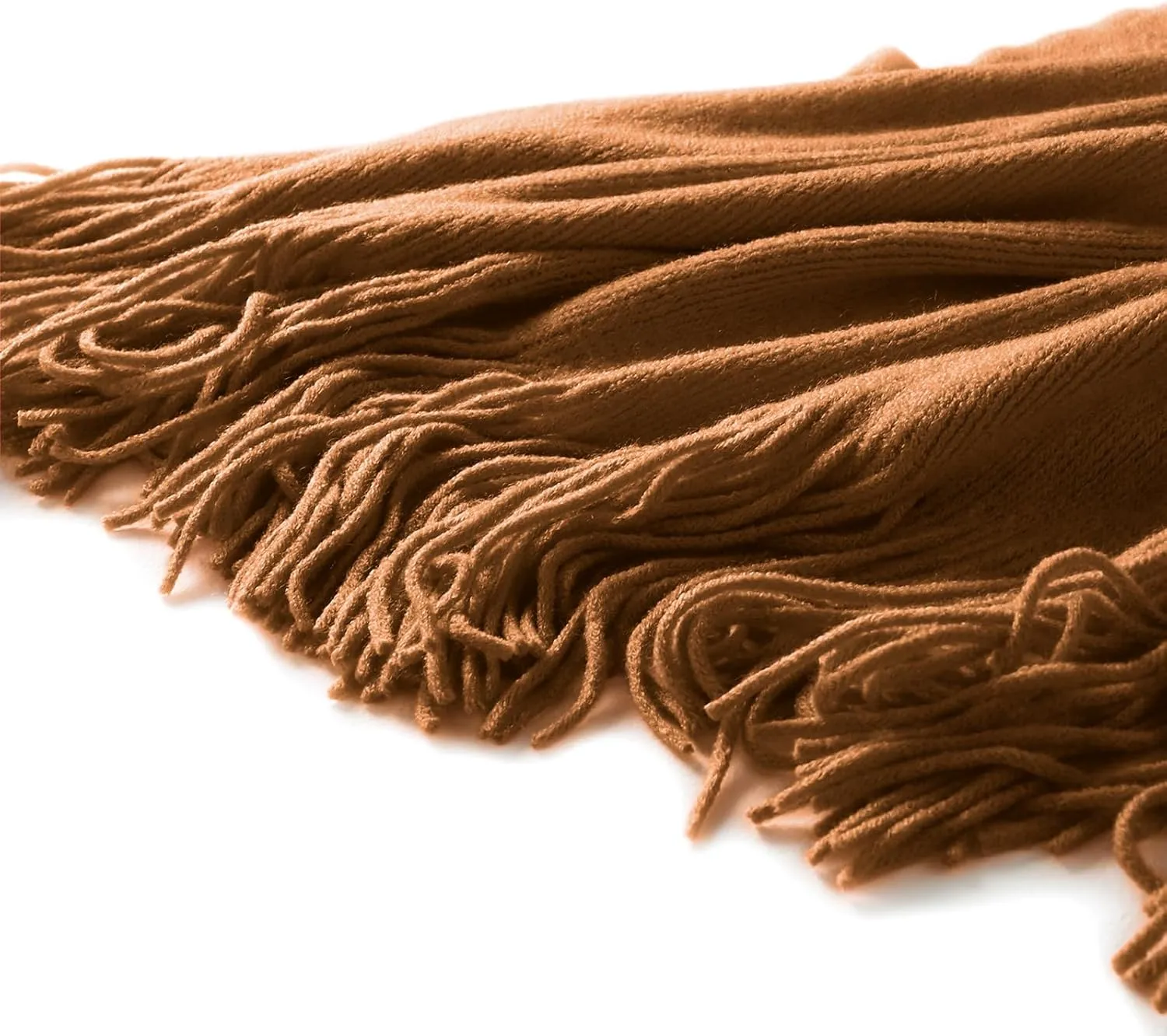 Homiest Decorative Knitted Throw with Fringe, Lightweight Acrylic Knit Blanket, Soft & Cozy Tassel Blanket for Couch, Sofa, Bed (Light Brown, 50 x 60 Inch)