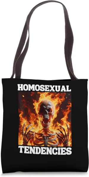 Homosexual Tendencies Funny Cringe Hard Skeleton Meme Gay Tote Bag