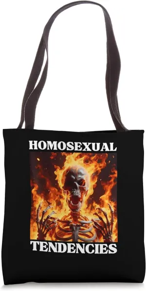 Homosexual Tendencies Funny Cringe Hard Skeleton Meme Gay Tote Bag