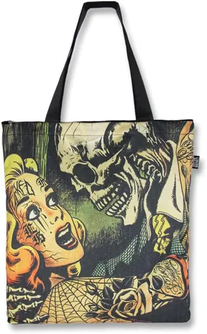 Horror B Movie Tattoo Tote Bag 17 x 18 Canvas Shopping Shopper with Zipper