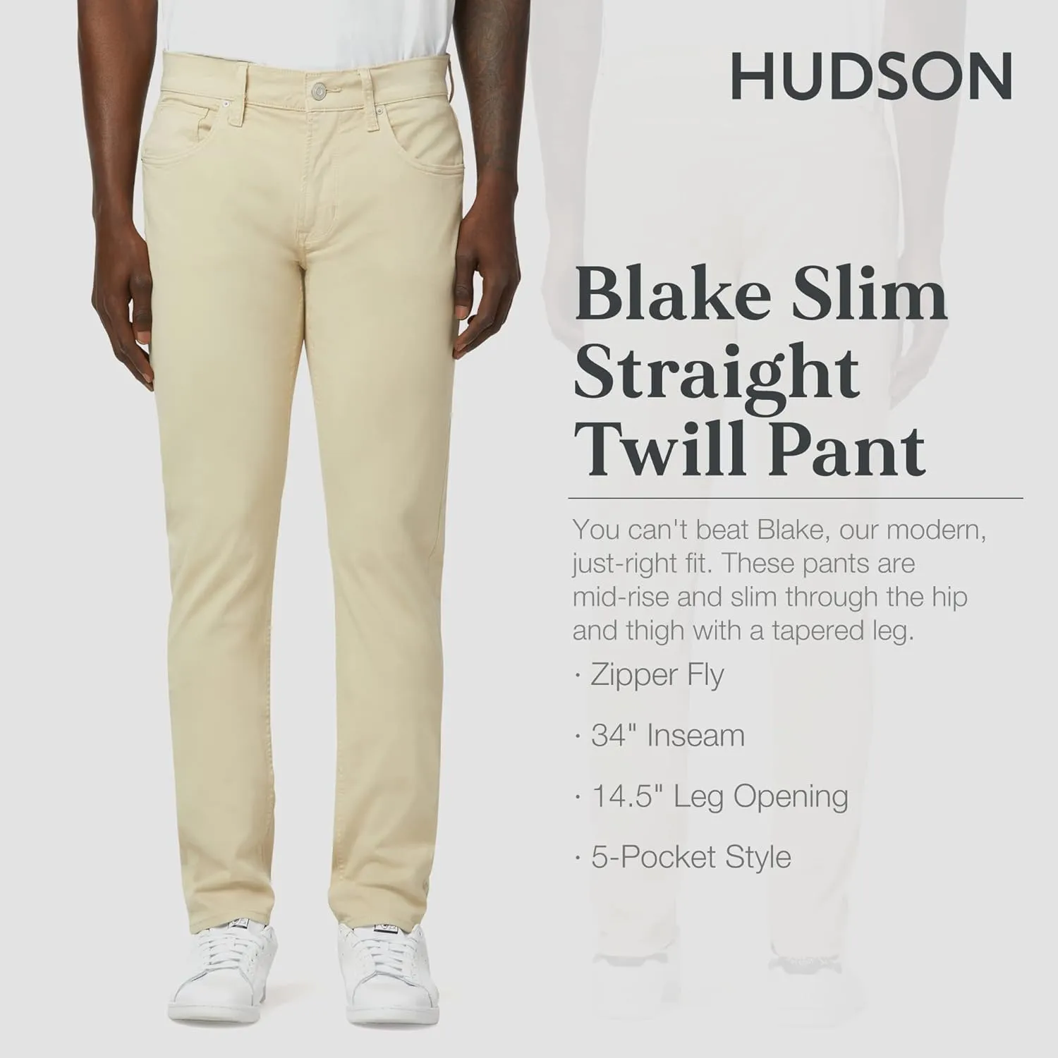 HUDSON Men's Blake Slim Straight Leg Twill Pant