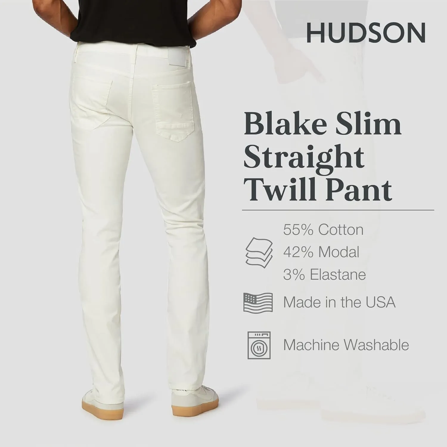 HUDSON Men's Blake Slim Straight Leg Twill Pant