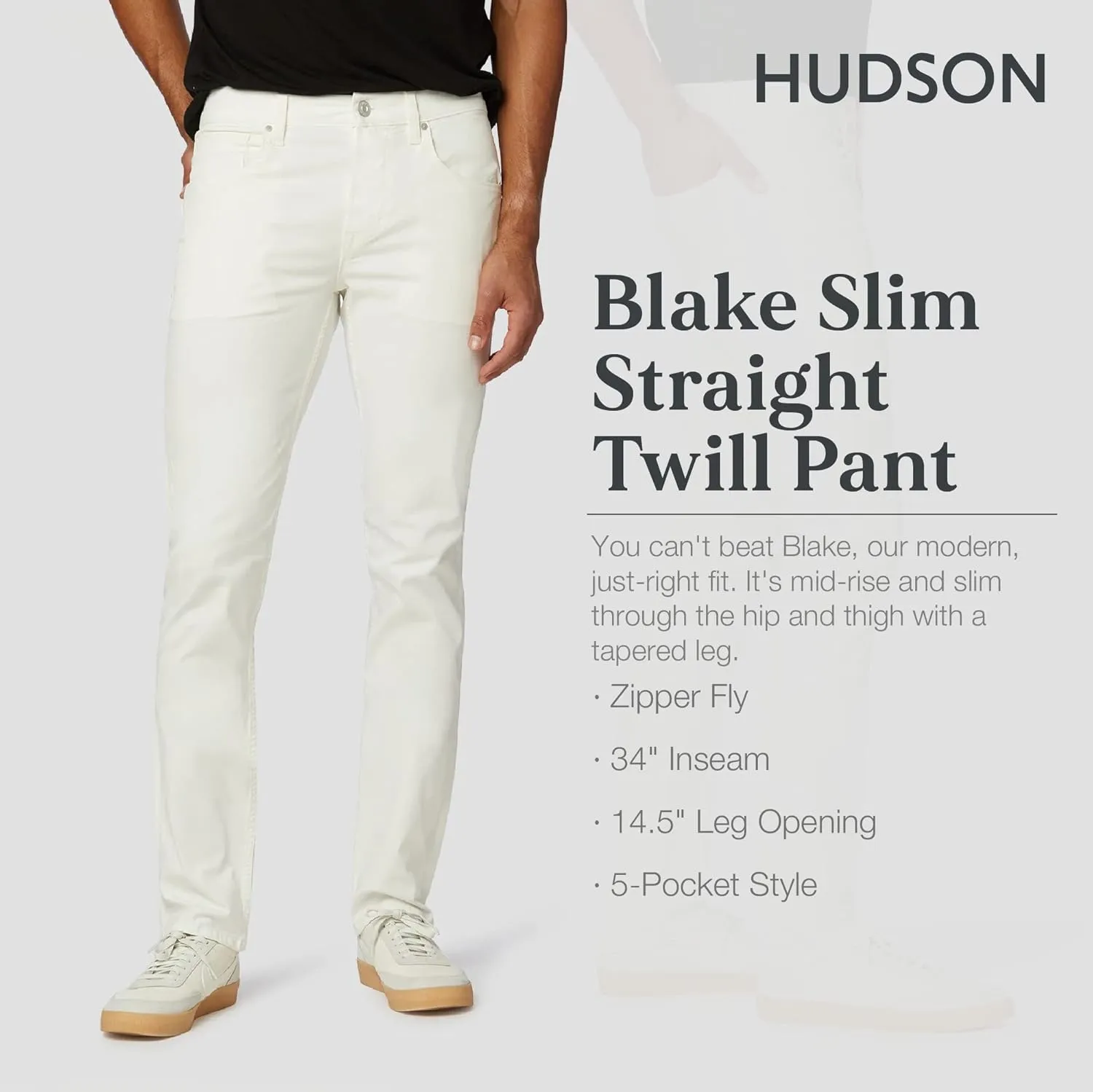 HUDSON Men's Blake Slim Straight Leg Twill Pant