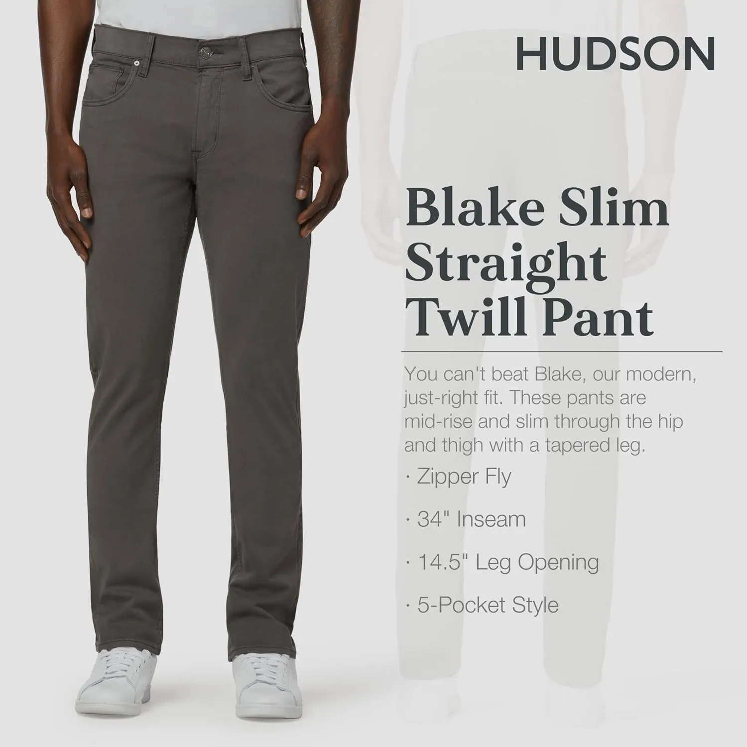 HUDSON Men's Blake Slim Straight Leg Twill Pant