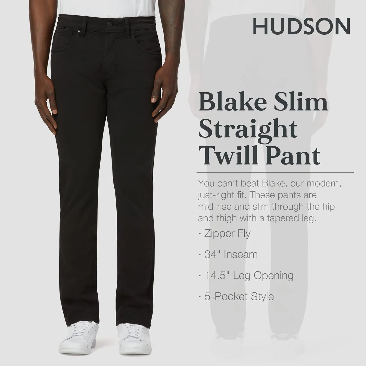 HUDSON Men's Blake Slim Straight Leg Twill Pant