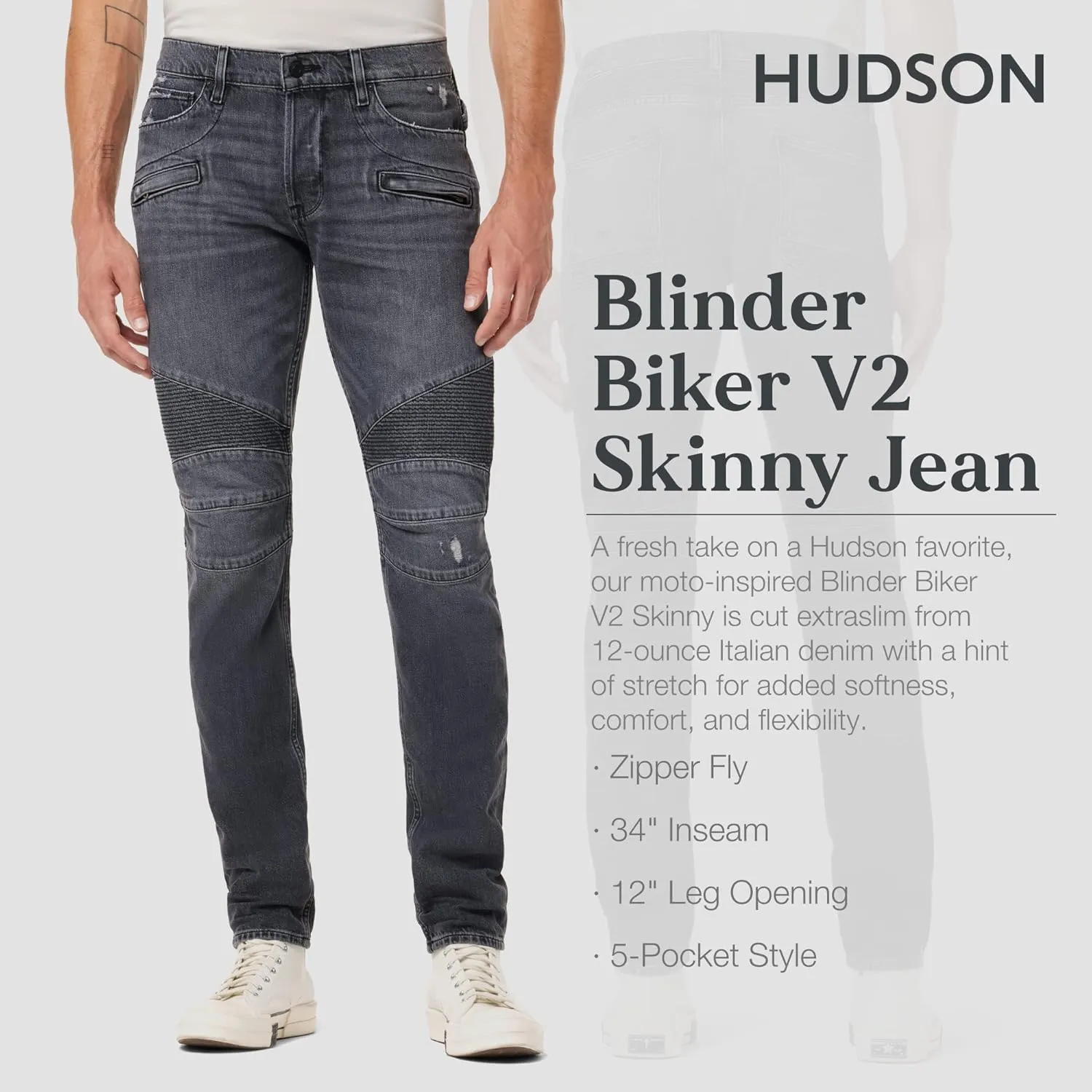 HUDSON Men's The Blinder V.2 Skinny Biker Jean Rp