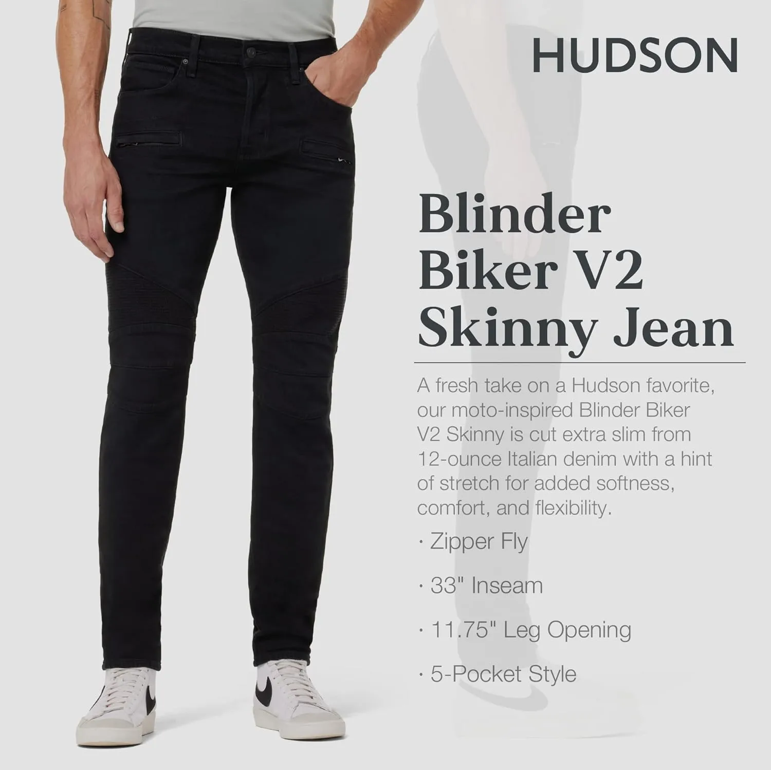 HUDSON Men's The Blinder V.2 Skinny Biker Jean Rp