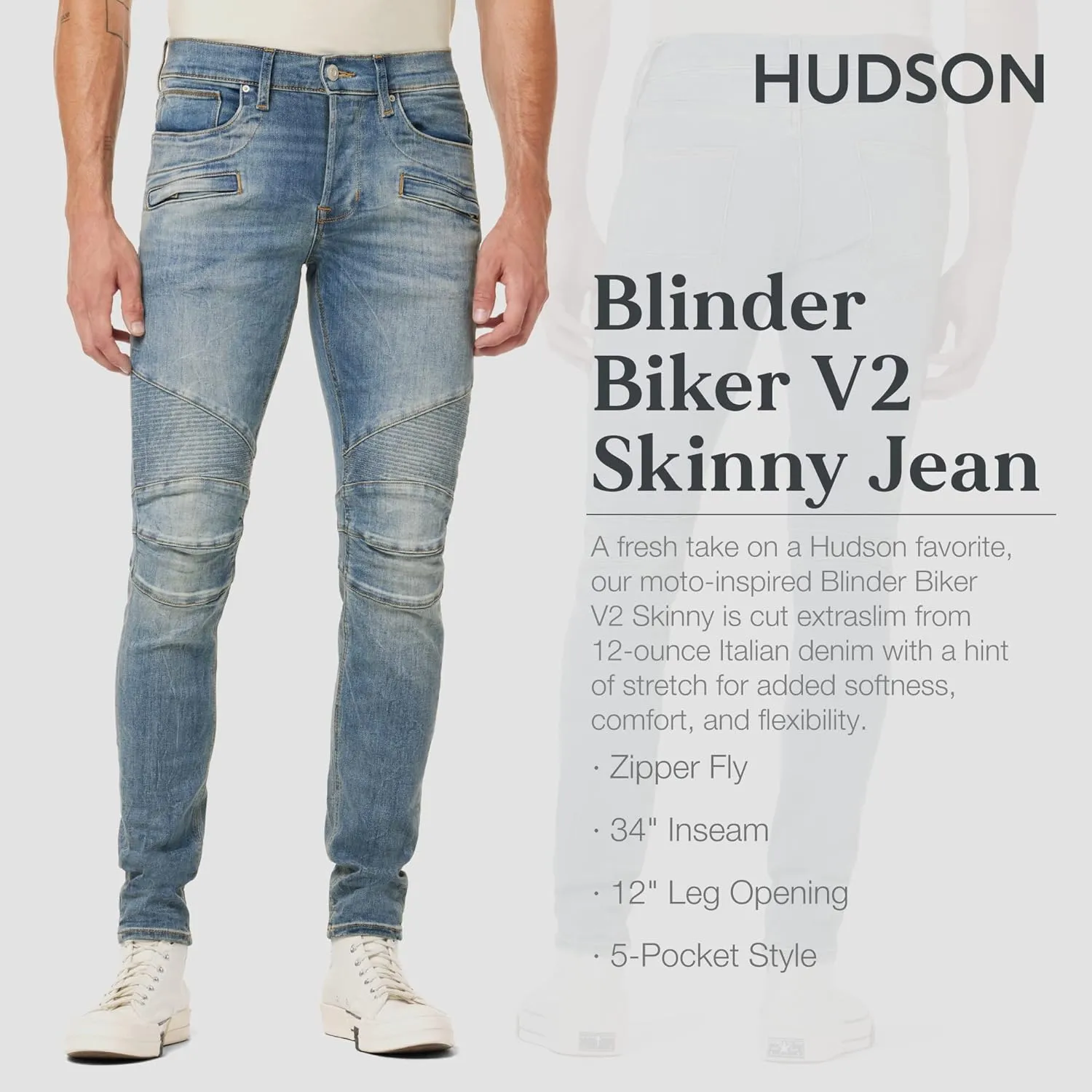 HUDSON Men's The Blinder V.2 Skinny Biker Jean Rp