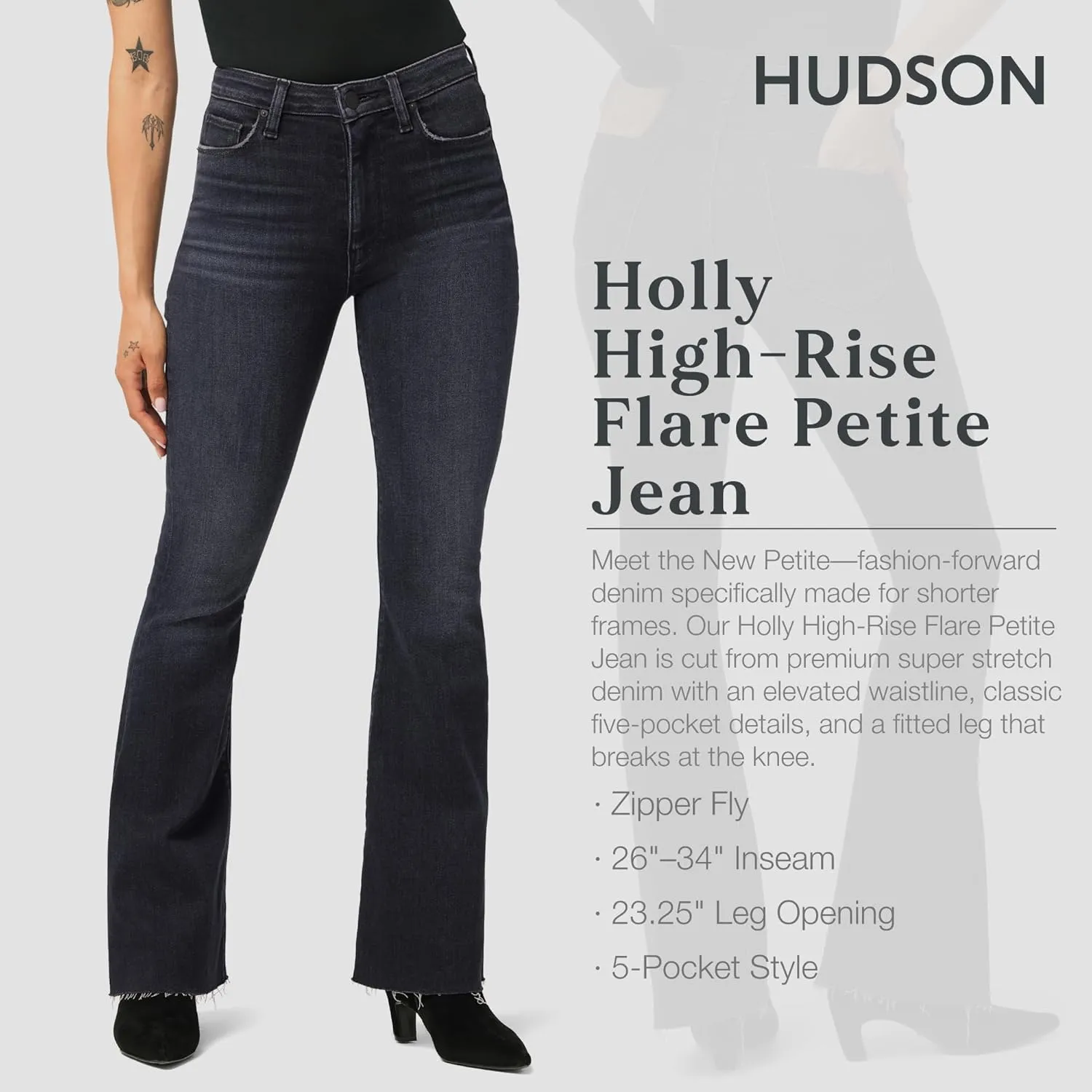 HUDSON Women's Holly High Rise, Petite, Flare Jean