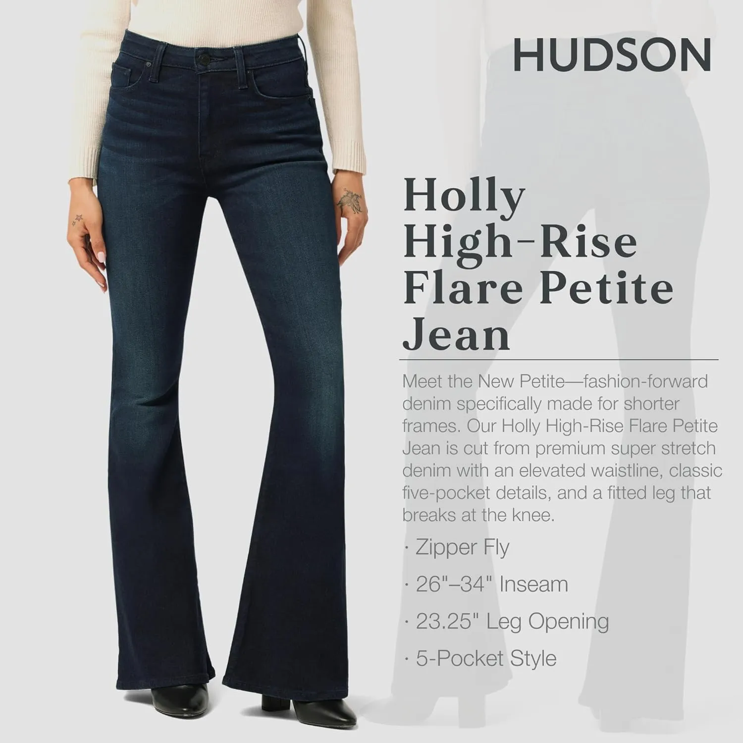HUDSON Women's Holly High Rise, Petite, Flare Jean