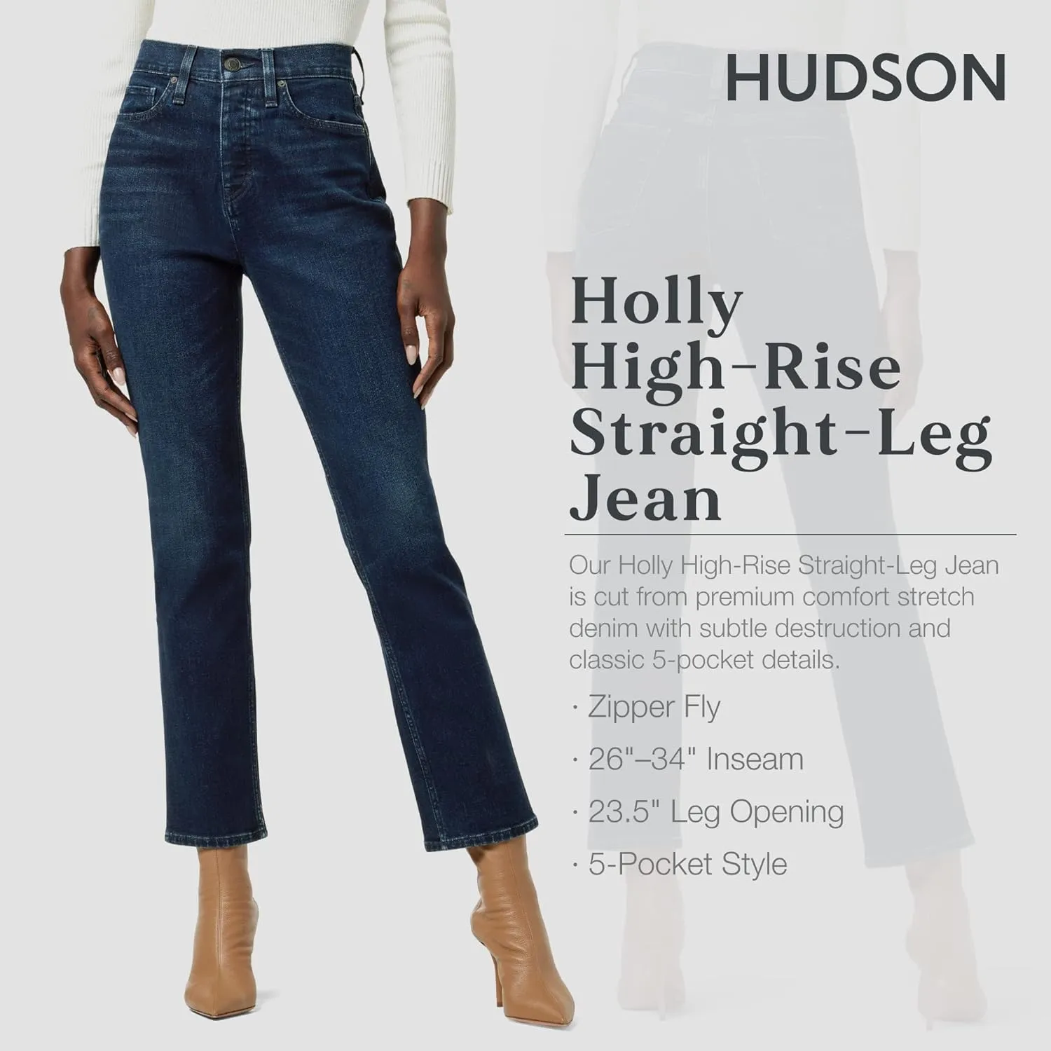 HUDSON Women's Holly High Rise, Straight Leg Jean