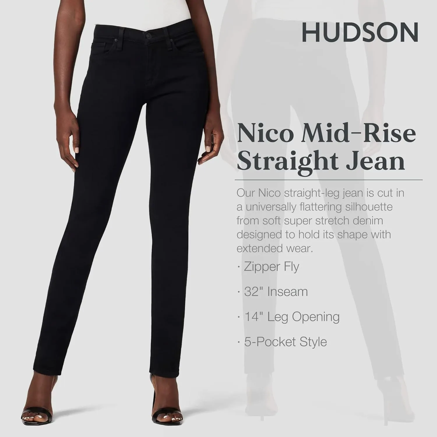 HUDSON Women's Nico Mid-Rise Straight Leg Ankle Jean
