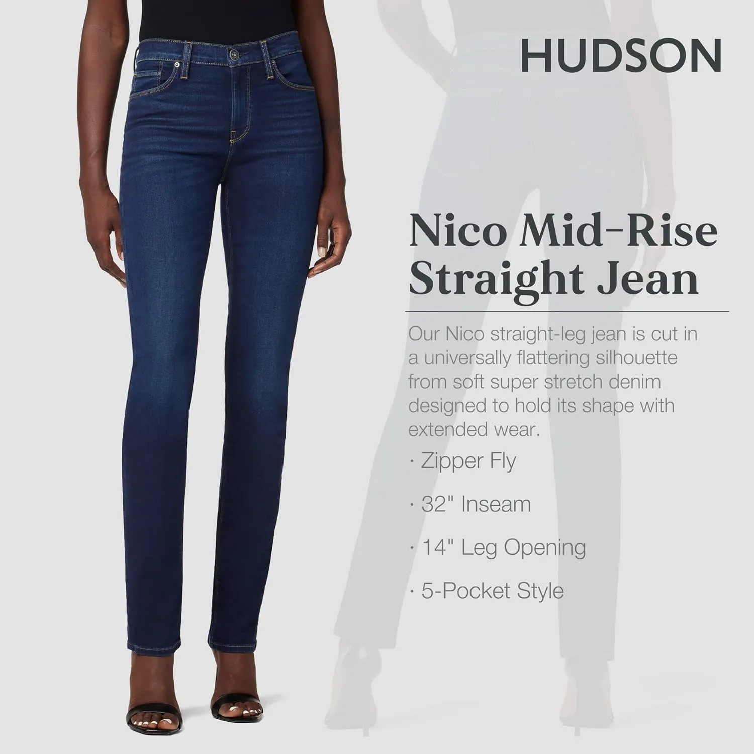 HUDSON Women's Nico Mid-Rise Straight Leg Ankle Jean