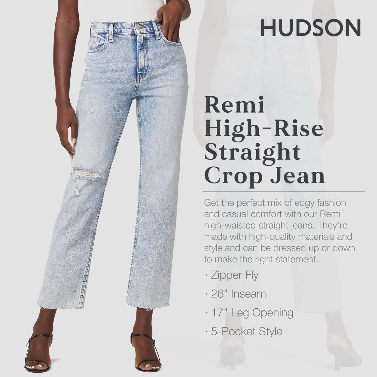 HUDSON Women's Remi High Rise Straight Leg Cropped Jean
