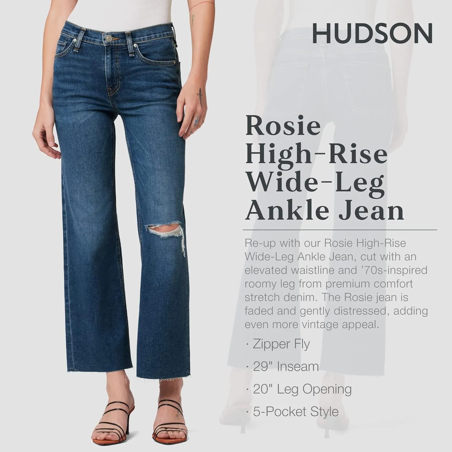 HUDSON Women's Rosie High Rise Wide Leg Ankle Jean
